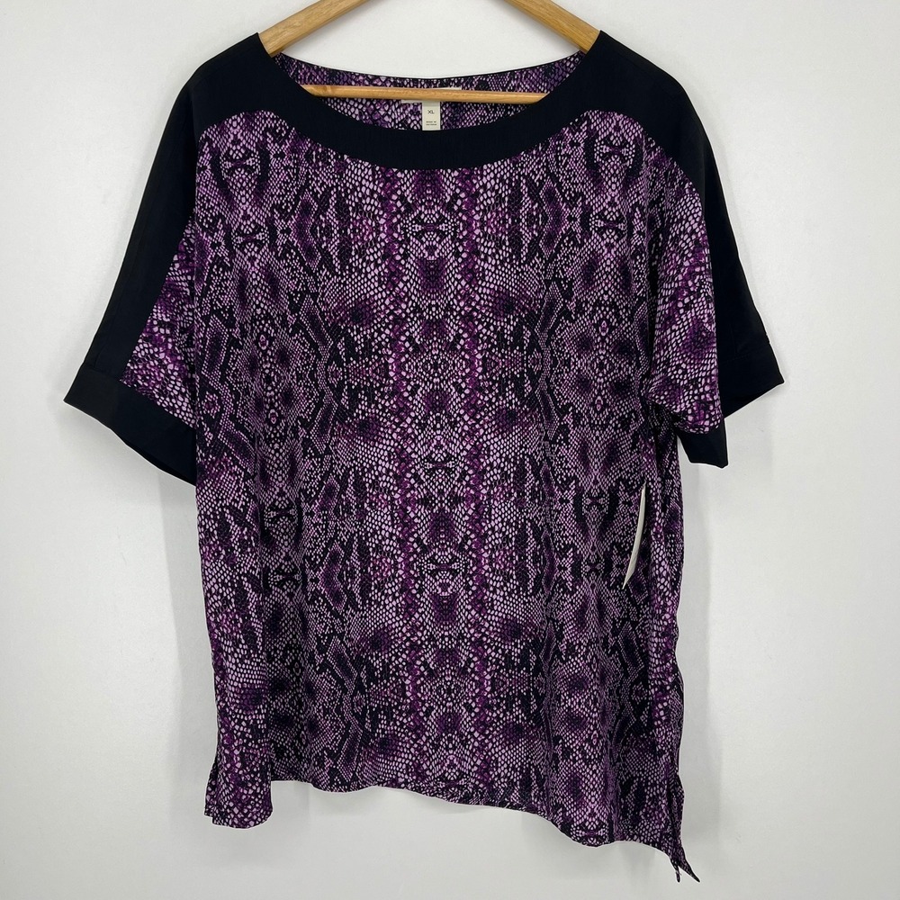 Dana Buchman Purple Snakeskin Print Blouse XL Nouveau Safari New NWT
